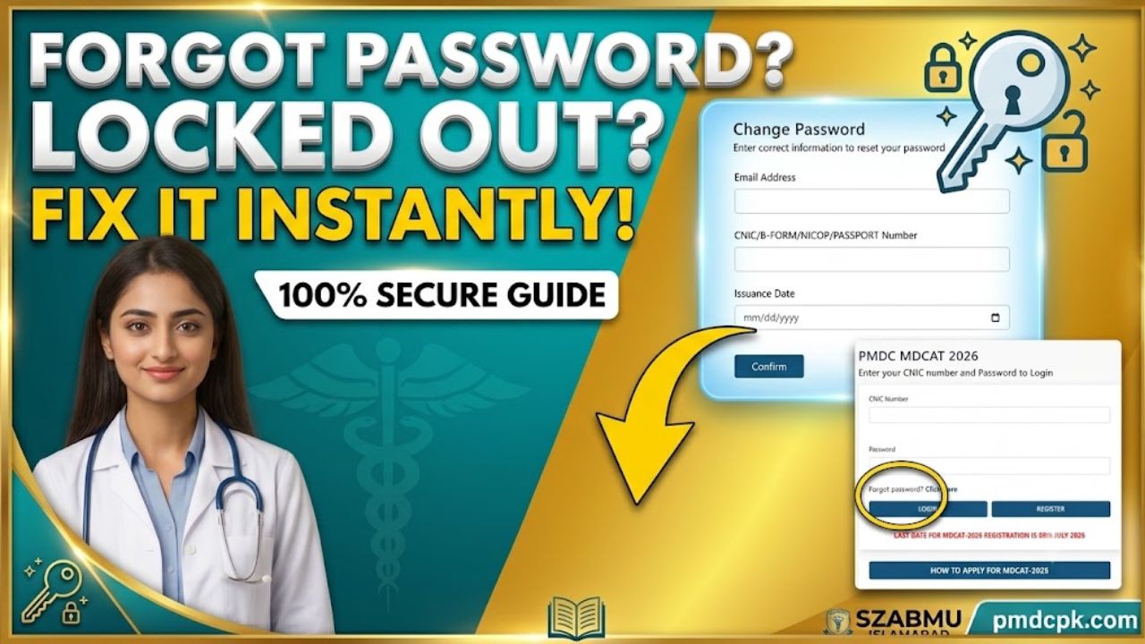 How to Reset or Change Your PMDC MDCAT 2026 Portal Password